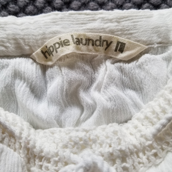 🛍Large Boho Hippie Laundry White Crop Ruffle Tank - Picture 3 of 6